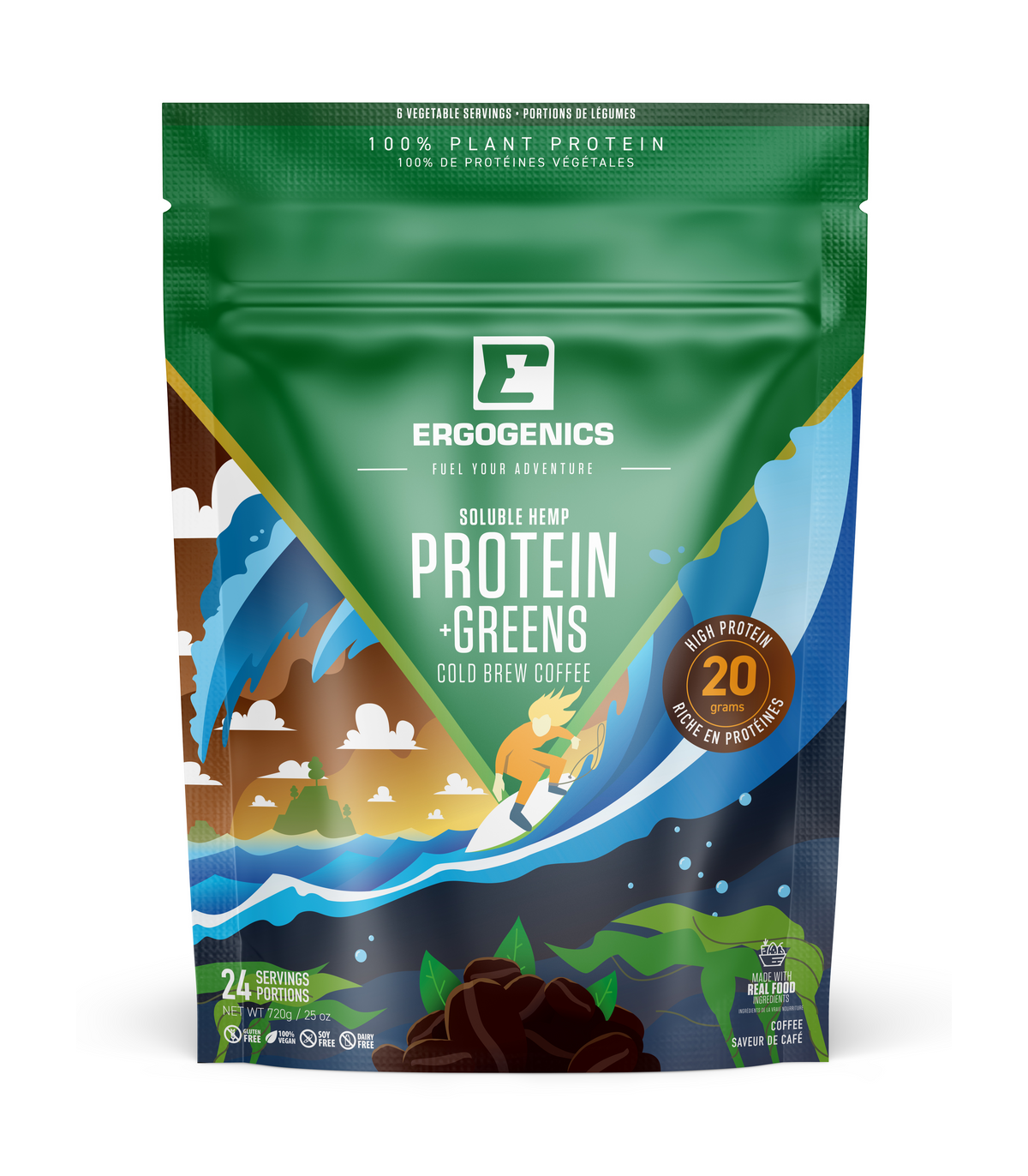 Ergogenics Nutrition 어고닉스 뉴트리션 대마 단백질+녹차, 커피 720g | 매일 업데이트되는 특가 상품 | VITASHOP