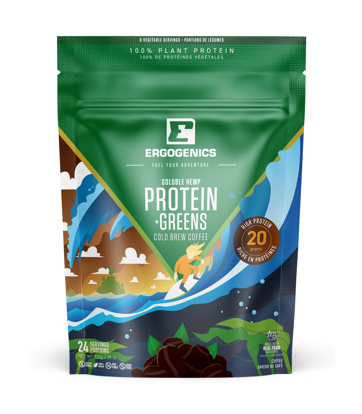 Ergogenics Nutrition 어고닉스 뉴트리션 대마 단백질+녹차, 커피 720g | 매일 업데이트되는 특가 상품 | VITASHOP