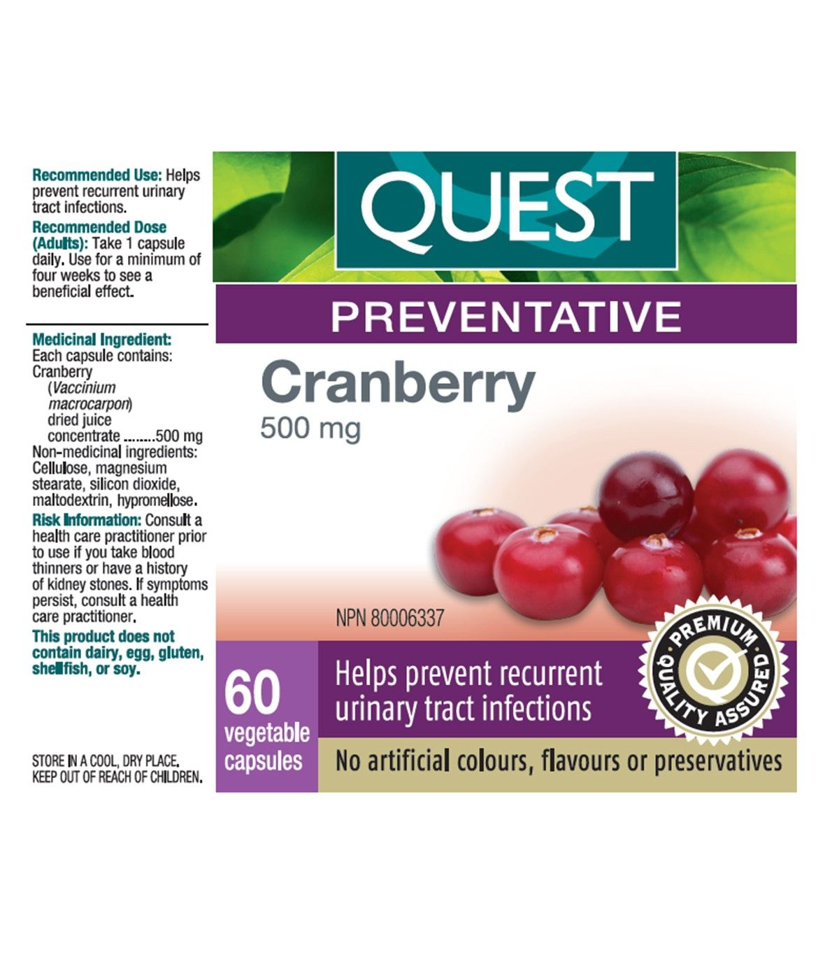 QUEST Cranberry 500 mg 60 Capsules | Unbeatable Prices, Daily Deals | VITASHOP