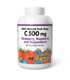 C 500 mg 100% Natural Fruit Chew, Blueberry, Raspberry, and Boysenberry 180 Chewable Tablets | Safest & Easiest Shopping Vitamin