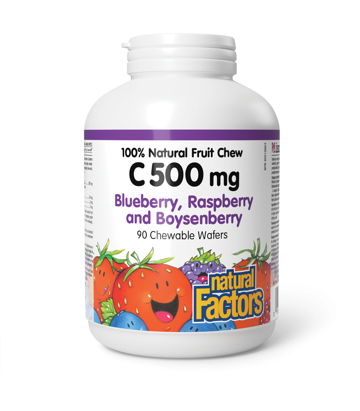 Natural Factors C 500 mg 100% Natural Fruit Chew, Blueberry, Raspberry, and Boysenberry 90 Chewable Tablets | Unbeatable Prices,