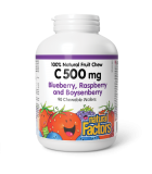 Natural Factors C 500 mg 100% Natural Fruit Chew, Blueberry, Raspberry, and Boysenberry 90 Chewable Tablets | Unbeatable Prices,