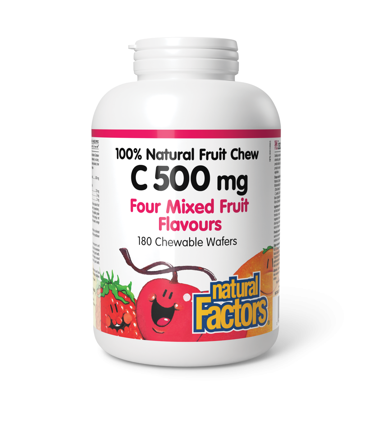 C 500 mg 100% Natural Fruit Chew, Four Mixed Fruit Flavours 180 Chewable Tablets | Safest & Easiest Shopping Vitamins Online | V
