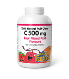 C 500 mg 100% Natural Fruit Chew, Four Mixed Fruit Flavours 180 Chewable Tablets | Safest & Easiest Shopping Vitamins Online | V