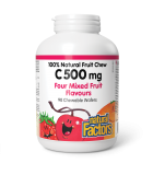 Natural Factors C 500 mg 100% Natural Fruit Chew, Four Mixed Fruit Flavours 90 Chewable Tablets | Unbeatable Prices, Daily Deals