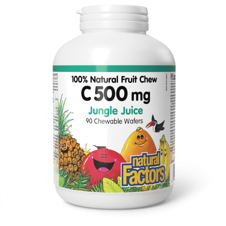 Natural Factors 내추럴 팩터스 C 500 mg 100% 천연 과일 츄, 정글 주스 90 츄어블 정제 | 매일 업데이트되는 특가 상품 | VITASHOP