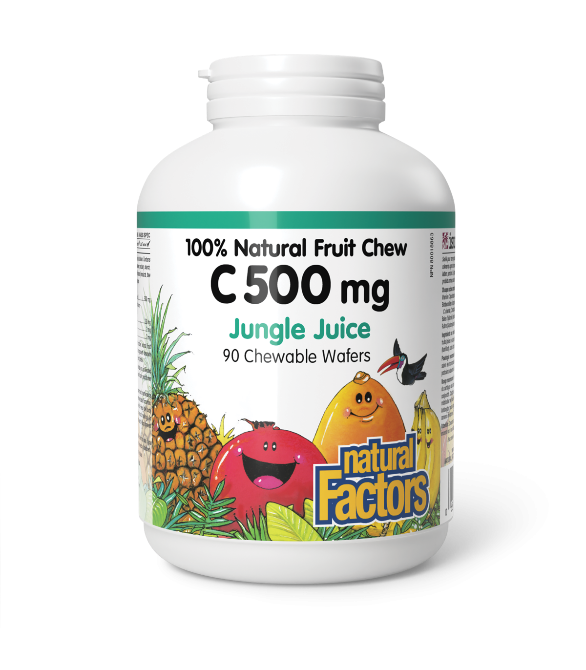 Natural Factors 내추럴 팩터스 C 500 mg 100% 천연 과일 츄, 정글 주스 90 츄어블 정제 | 매일 업데이트되는 특가 상품 | VITASHOP