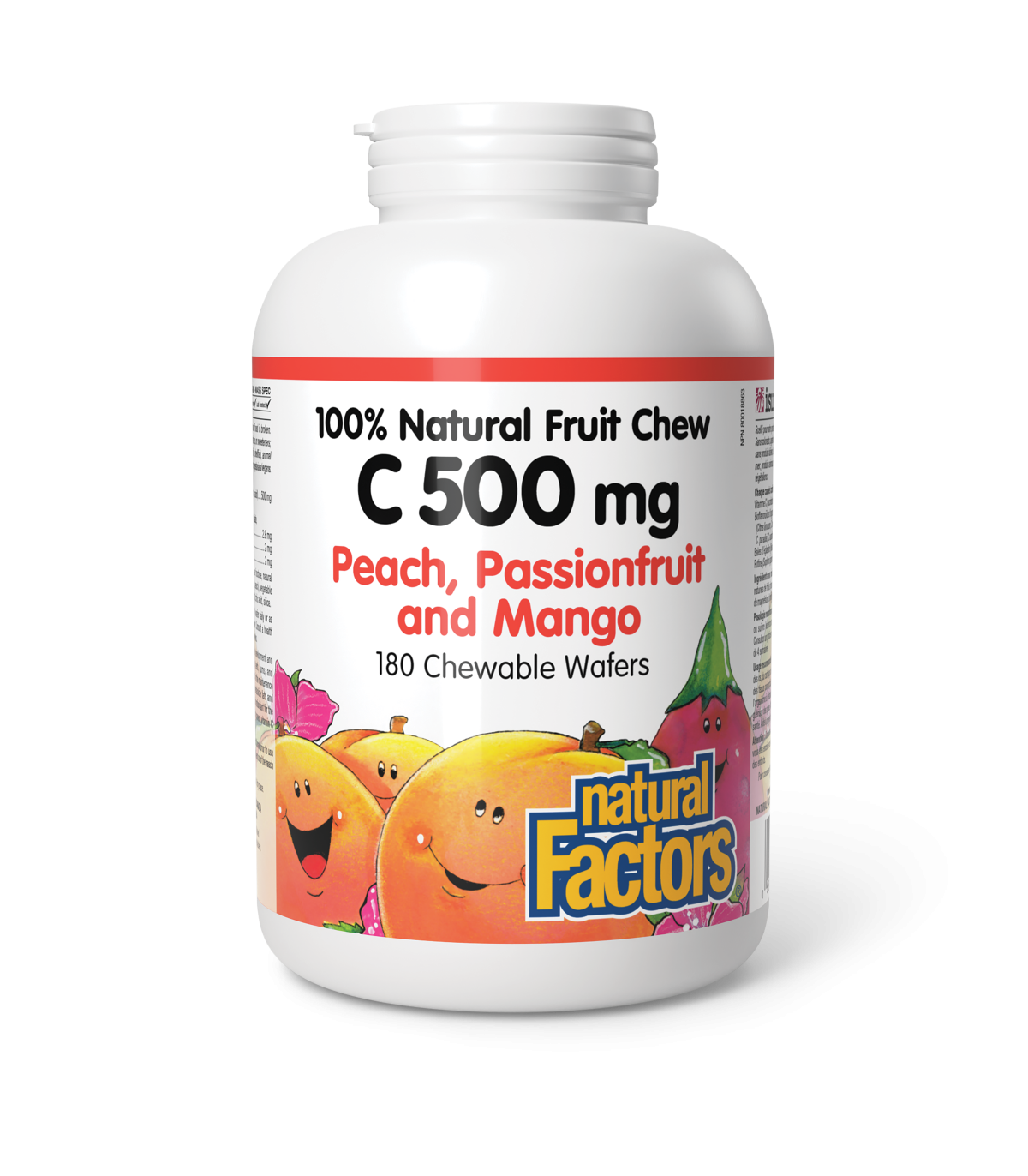 C 500 mg 100% Natural Fruit Chew, Peach, Passionfruit, and Mango 180 Chewable Tablets | Safest & Easiest Shopping Vitamins Onlin