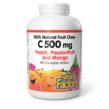 C 500 mg 100% Natural Fruit Chew, Peach, Passionfruit, and Mango 180 Chewable Tablets | Safest & Easiest Shopping Vitamins Onlin