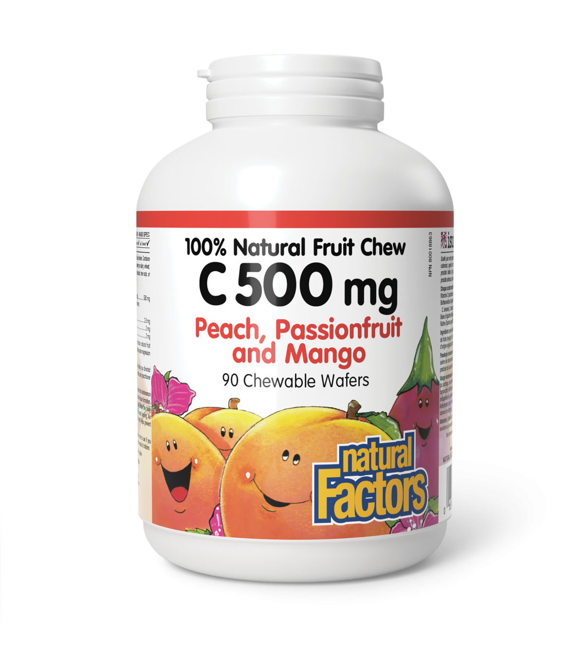 C 500 mg 100% Natural Fruit Chew, Peach, Passionfruit, and Mango 90 Chewable Tablets | Safest & Easiest Shopping Vitamins Online