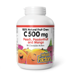 C 500 mg 100% Natural Fruit Chew, Peach, Passionfruit, and Mango 90 Chewable Tablets | Safest & Easiest Shopping Vitamins Online