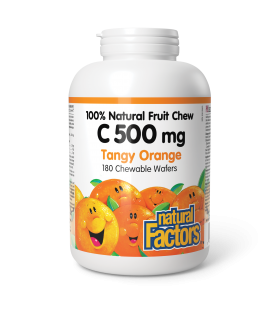 Natural Factors C 500 mg 100% Natural Fruit Chew, Tangy Orange 180 Chewable Tablets | Unbeatable Prices, Daily Deals | VITASHOP