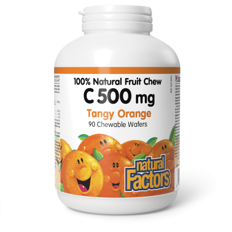 C 500 mg 100% Natural Fruit Chew, Tangy Orange 90 Chewable Tablets | Safest & Easiest Shopping Vitamins Online | VITASHOP
