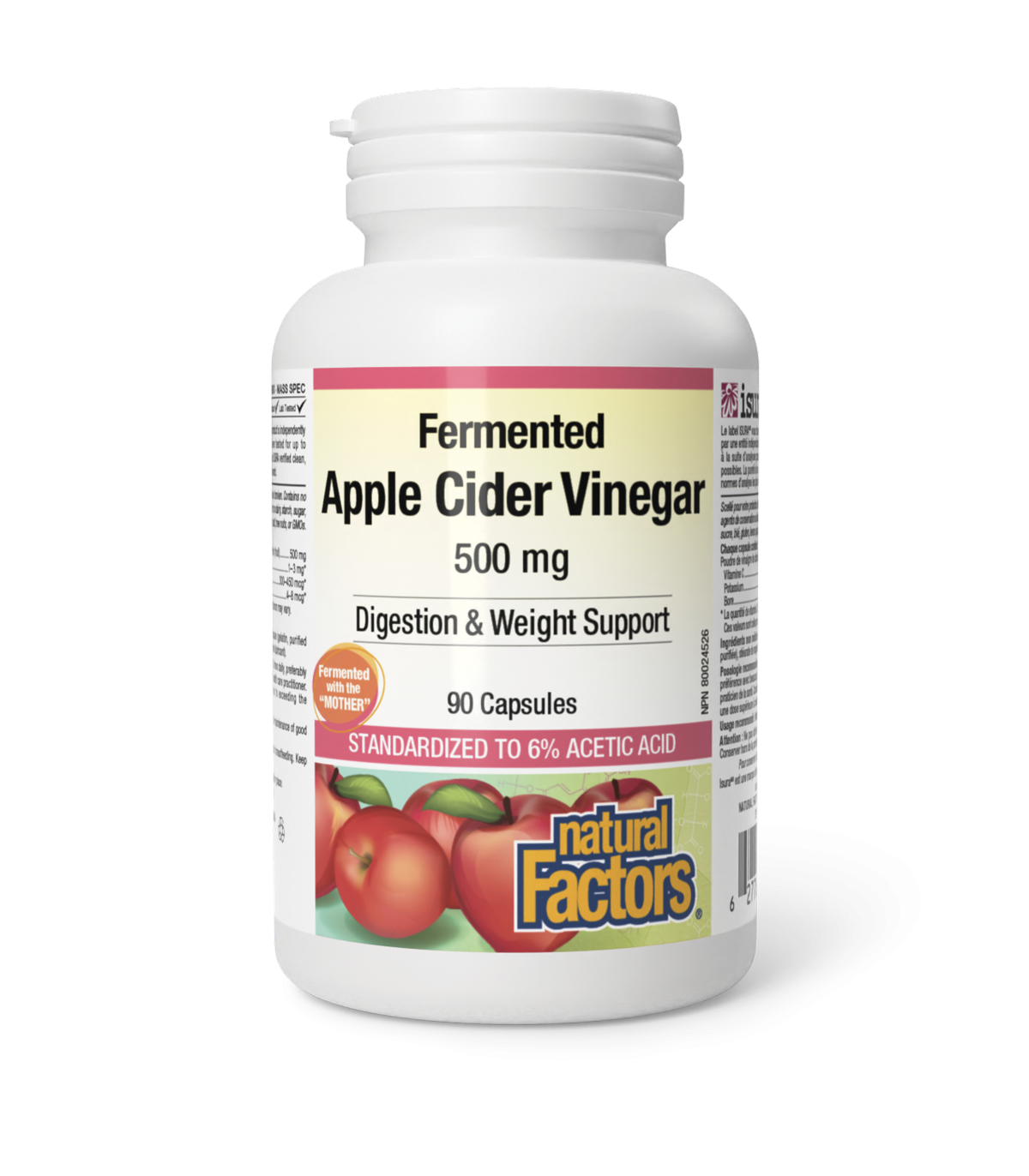 Natural Factors 내추럴 팩터스 발효 사과 사이다 식초 500mg 90캡슐 | 매일 업데이트되는 특가 상품 | VITASHOP