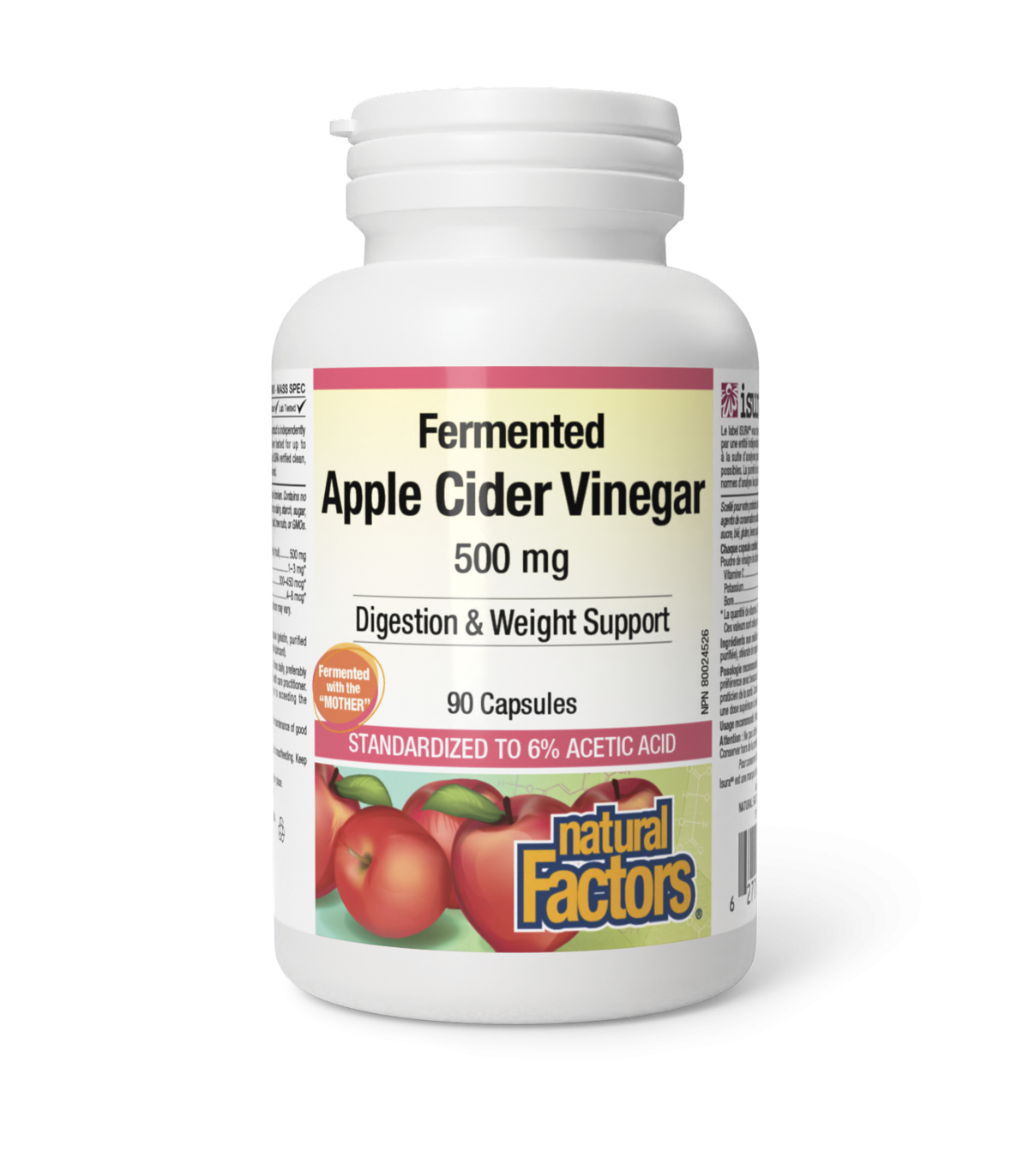 Natural Factors 내추럴 팩터스 발효 사과 사이다 식초 500mg 90캡슐 | 매일 업데이트되는 특가 상품 | VITASHOP