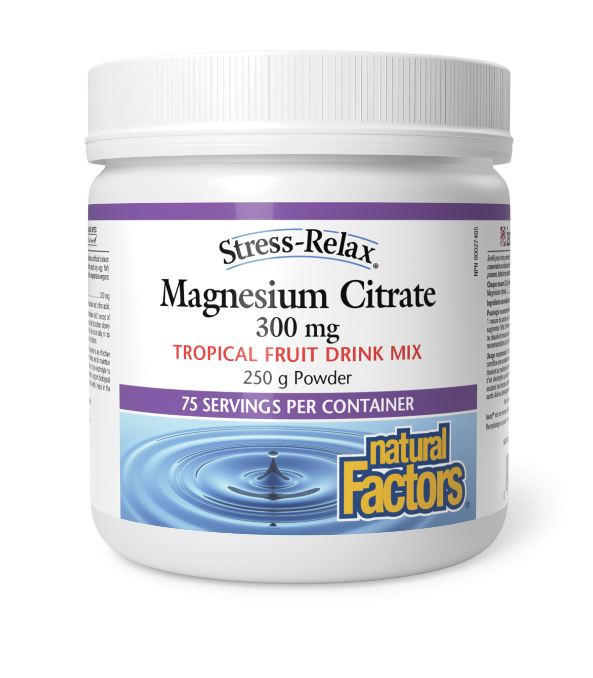 Natural Factors 내추럴 팩터스 구연산 마그네슘 300mg, 열대 과일, 스트레스 완화 250g | 매일 업데이트되는 특가 상품 | VITASHOP