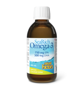 Natural Factors Omega-3 750 mg EPA/500 mg DHA, Coconut-Lime, SeaRich 200 mL | Unbeatable Prices, Daily Deals | VITASHOP