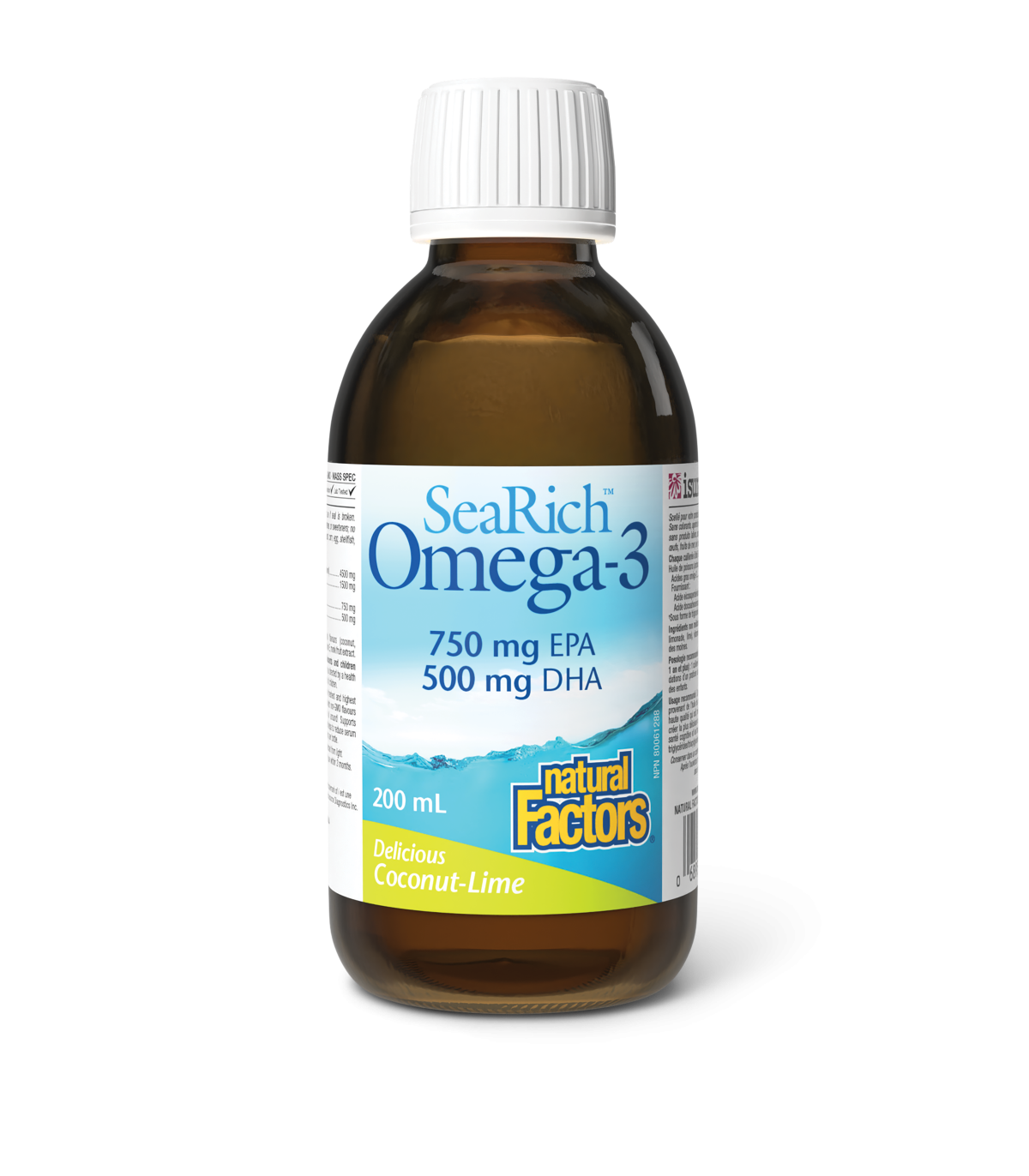 Natural Factors 내추럴 팩터스 오메가-3 750mg EPA/500mg DHA, 코코넛 라임, SeaRich 200mL | 매일 업데이트되는 특가 상품 | VITASHOP