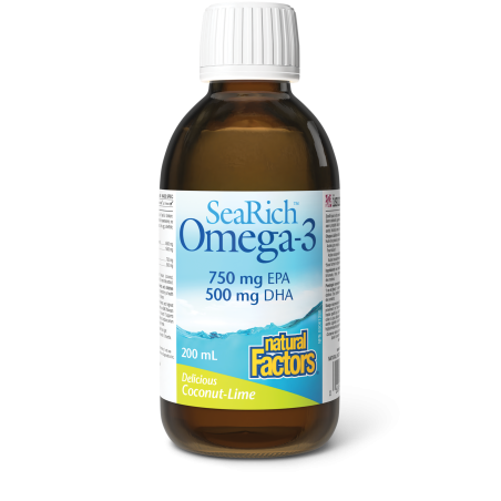 Natural Factors Omega-3 750 mg EPA/500 mg DHA, Coconut-Lime, SeaRich 200 mL | Unbeatable Prices, Daily Deals | VITASHOP