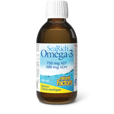 Natural Factors Omega-3 750 mg EPA/500 mg DHA, Lemon Meringue, SeaRich 200 mL | Unbeatable Prices, Daily Deals | VITASHOP