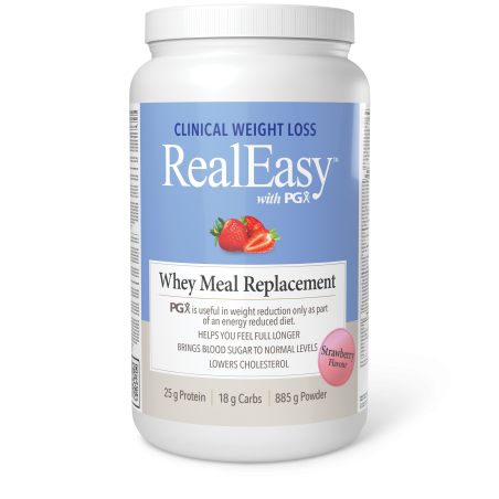 Natural Factors 내추럴 팩터스 RealEasy with PGX 유청 식사 대체품, 딸기 885g | 매일 업데이트되는 특가 상품 | VITASHOP