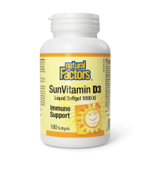Natural Factors 내추럴 팩터스 SunVitamin D3 소프트젤 1000 IU 180 소프트젤 | 매일 업데이트되는 특가 상품 | VITASHOP