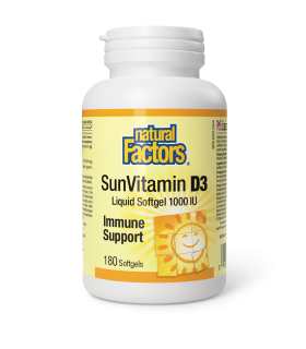 Natural Factors SunVitamin D3 Softgels 1000 IU 180 Softgels | Unbeatable Prices, Daily Deals | VITASHOP