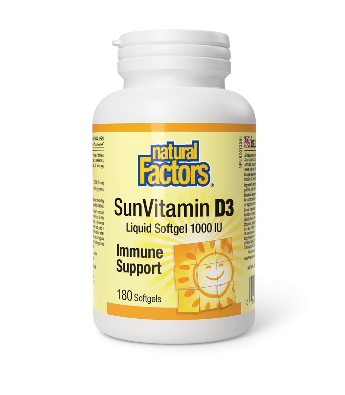 Natural Factors SunVitamin D3 Softgels 1000 IU 180 Softgels | Unbeatable Prices, Daily Deals | VITASHOP