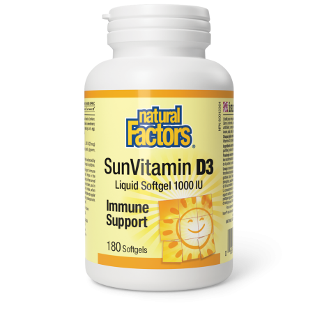 Natural Factors SunVitamin D3 Softgels 1000 IU 180 Softgels | Unbeatable Prices, Daily Deals | VITASHOP