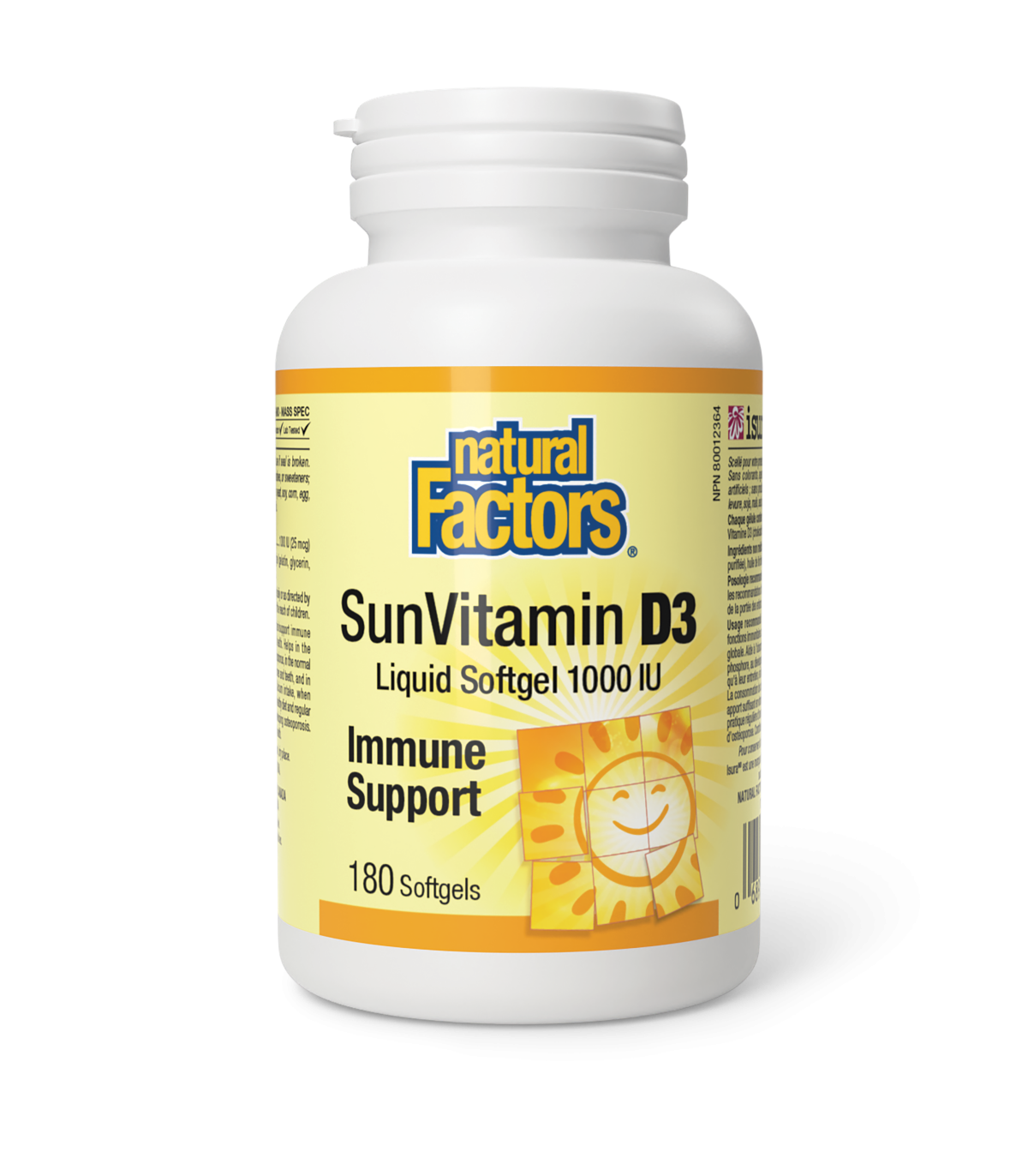 Natural Factors SunVitamin D3 Softgels 1000 IU 180 Softgels | Unbeatable Prices, Daily Deals | VITASHOP