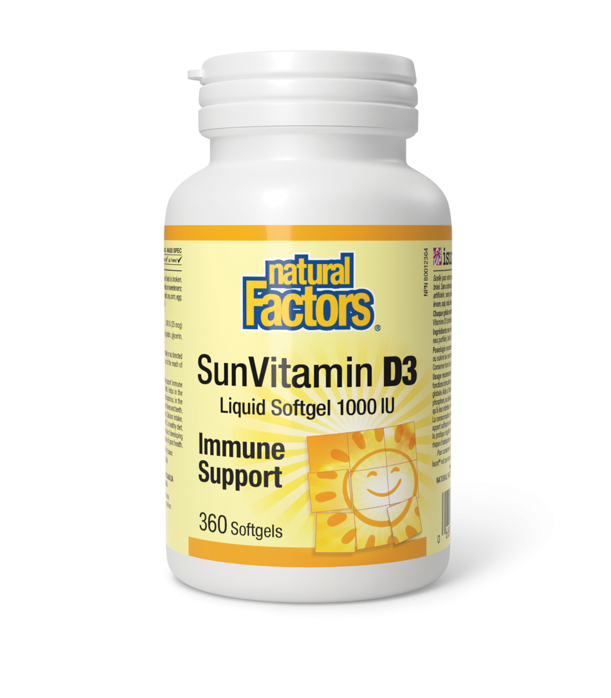 Natural Factors 내추럴 팩터스 SunVitamin D3 소프트젤 1000 IU 360 소프트젤 | 매일 업데이트되는 특가 상품 | VITASHOP