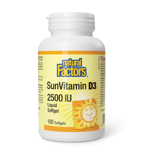 Natural Factors 내추럴 팩터스 SunVitamin D3 소프트젤 2500 IU 180 소프트젤 | 매일 업데이트되는 특가 상품 | VITASHOP