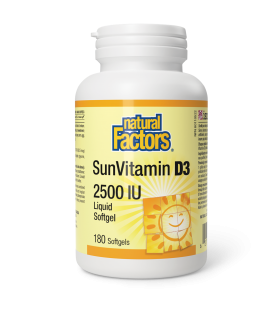 Natural Factors SunVitamin D3 Softgels 2500 IU 180 Softgels | Unbeatable Prices, Daily Deals | VITASHOP