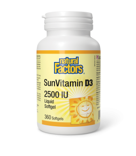 Natural Factors SunVitamin D3 Softgels 2500 IU 360 Softgels | Unbeatable Prices, Daily Deals | VITASHOP