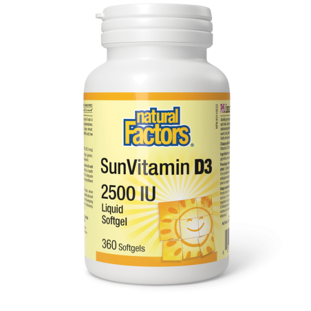 Natural Factors 내추럴 팩터스 SunVitamin D3 소프트젤 2500 IU 360 소프트젤 | 매일 업데이트되는 특가 상품 | VITASHOP