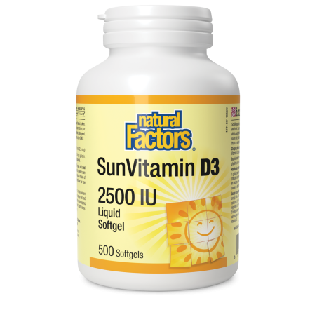 Natural Factors 내추럴 팩터스 SunVitamin D3 소프트젤 2500 IU 500 소프트젤 | 매일 업데이트되는 특가 상품 | VITASHOP