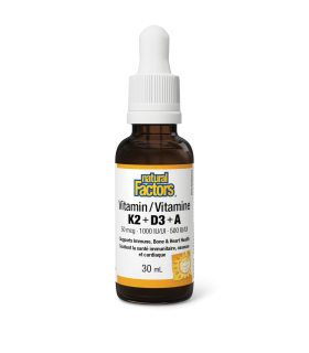 Natural Factors Vitamin K2+D3+A 50 mcg/1000 IU/500 IU 30 mL | 每天不同折扣, 全网最低价格 | 种类齐全的保健品店铺 VITASHOP, 只有你想不到, 没有你买不到 !
