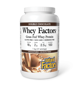 Natural Factors Whey Factors Grass Fed Whey Protein, Double Chocolate 1 kg | Unbeatable Prices, Daily Deals | VITASHOP