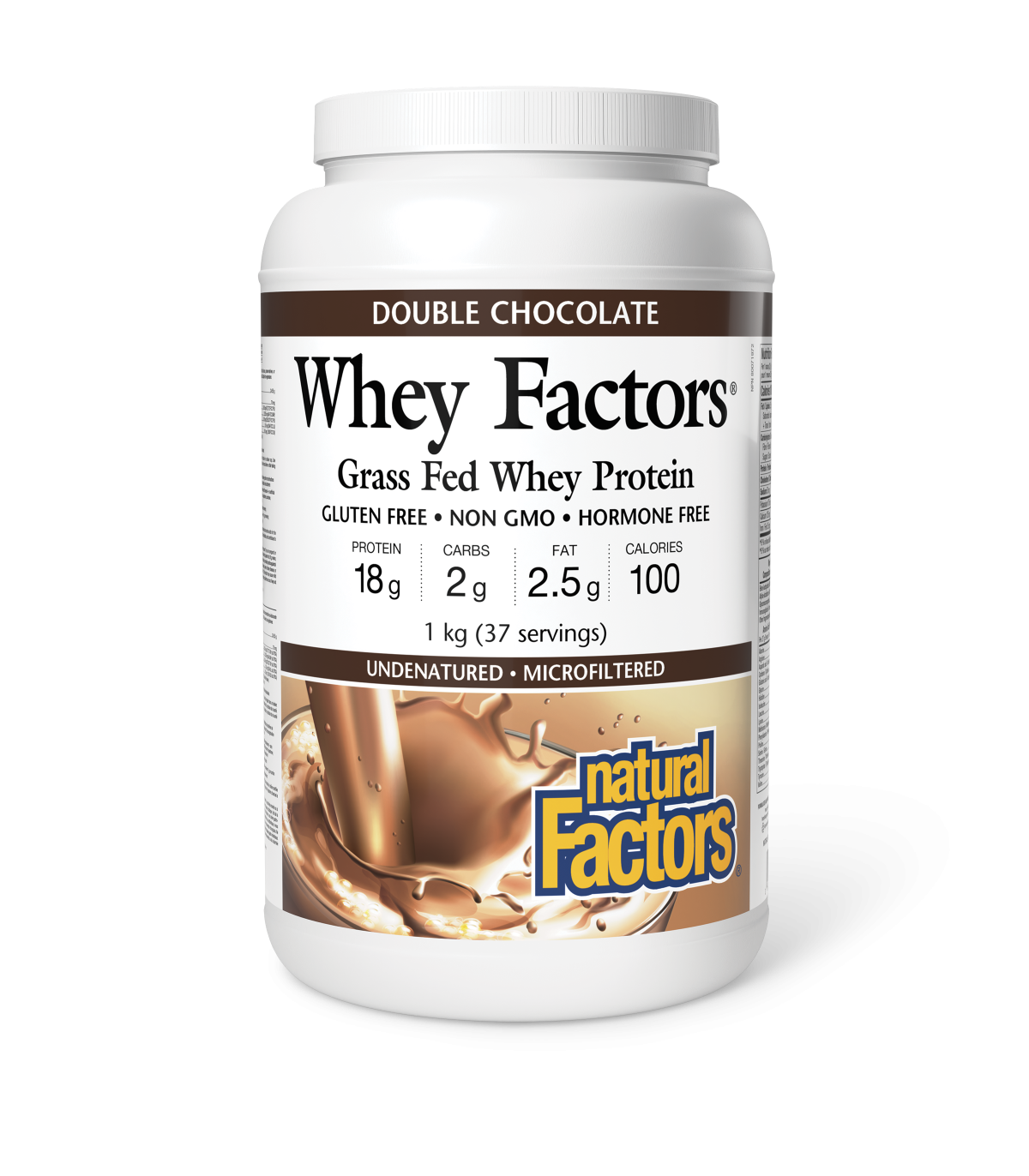 Natural Factors Whey Factors Grass Fed Whey Protein, Double Chocolate 1 kg | Unbeatable Prices, Daily Deals | VITASHOP