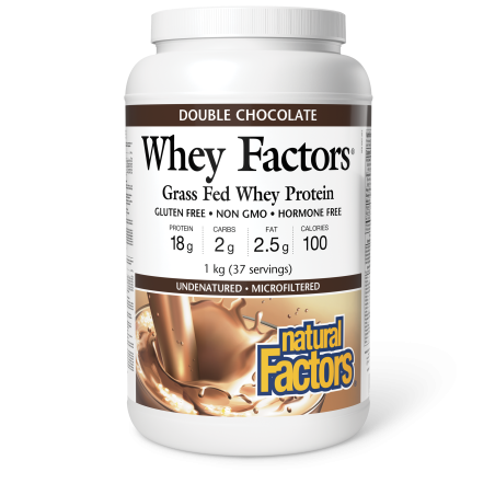 Natural Factors Whey Factors Grass Fed Whey Protein, Double Chocolate 1 kg | Unbeatable Prices, Daily Deals | VITASHOP