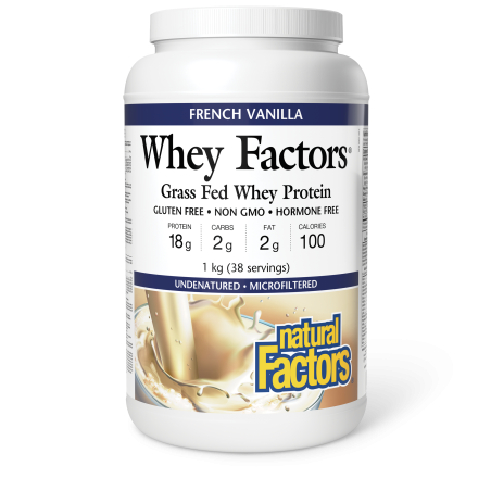 Natural Factors Whey Factors Grass Fed Whey Protein, French Vanilla 1 kg | Unbeatable Prices, Daily Deals | VITASHOP