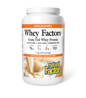 Natural Factors Whey Factors Grass Fed Whey Protein, Unflavoured 1 kg | Unbeatable Prices, Daily Deals | VITASHOP