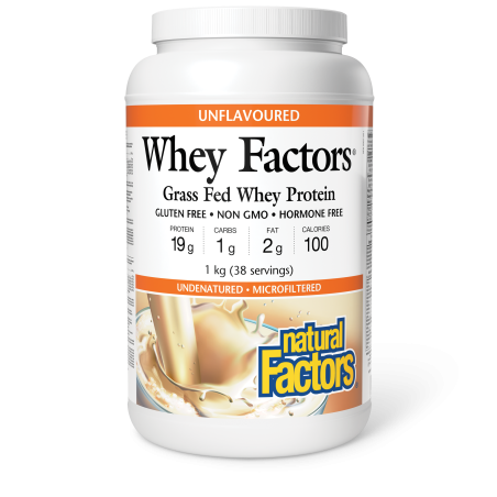 Natural Factors Whey Factors Grass Fed Whey Protein, Unflavoured 1 kg | Unbeatable Prices, Daily Deals | VITASHOP