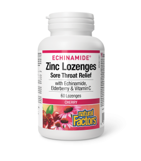 Natural Factors Zinc Lozenges with Echinamide, Elderberry & Vitamin C, Cherry, ECHINAMIDE 60 Lozenges | Unbeatable Prices, Daily