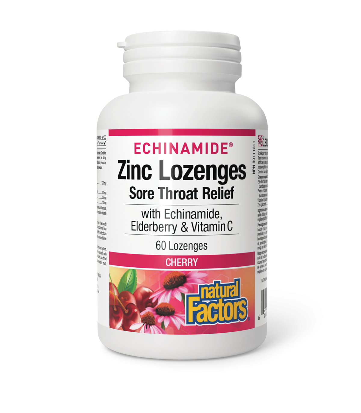 Natural Factors Zinc Lozenges with Echinamide, Elderberry & Vitamin C, Cherry, ECHINAMIDE 60 Lozenges | Unbeatable Prices, Daily