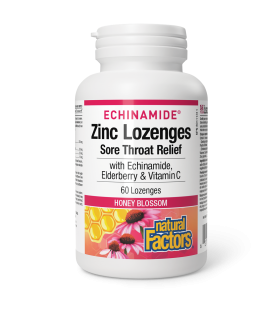 Natural Factors Zinc Lozenges with Echinamide, Elderberry & Vitamin C, Honey Blossom, ECHINAMIDE 60 Lozenges | 每天不同折扣, 全网最低价格 |