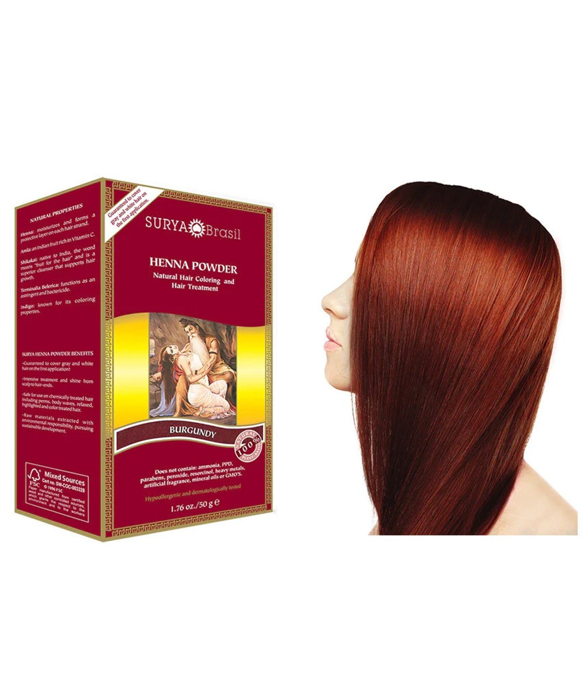 SURYA 수르야 헤나 파우더 버건디 50g | 매일 업데이트되는 특가 상품 | VITASHOP