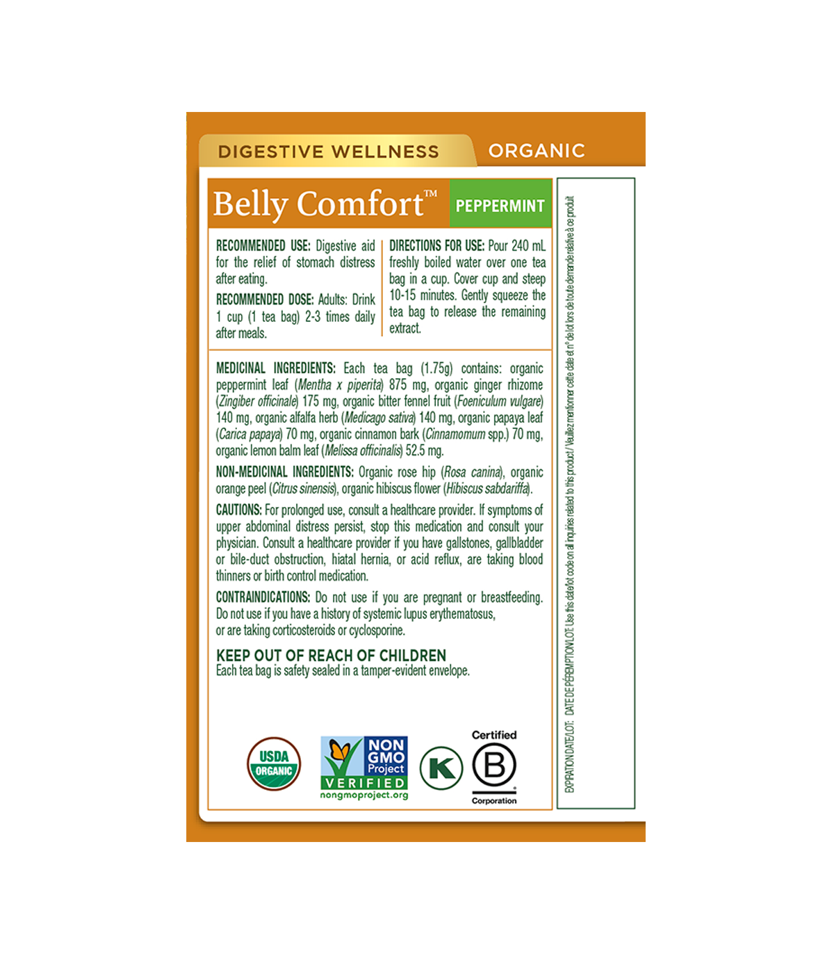 Belly Comfort Peppermint 16 Tea Bags | Safest & Easiest Shopping Vitamins Online | VITASHOP