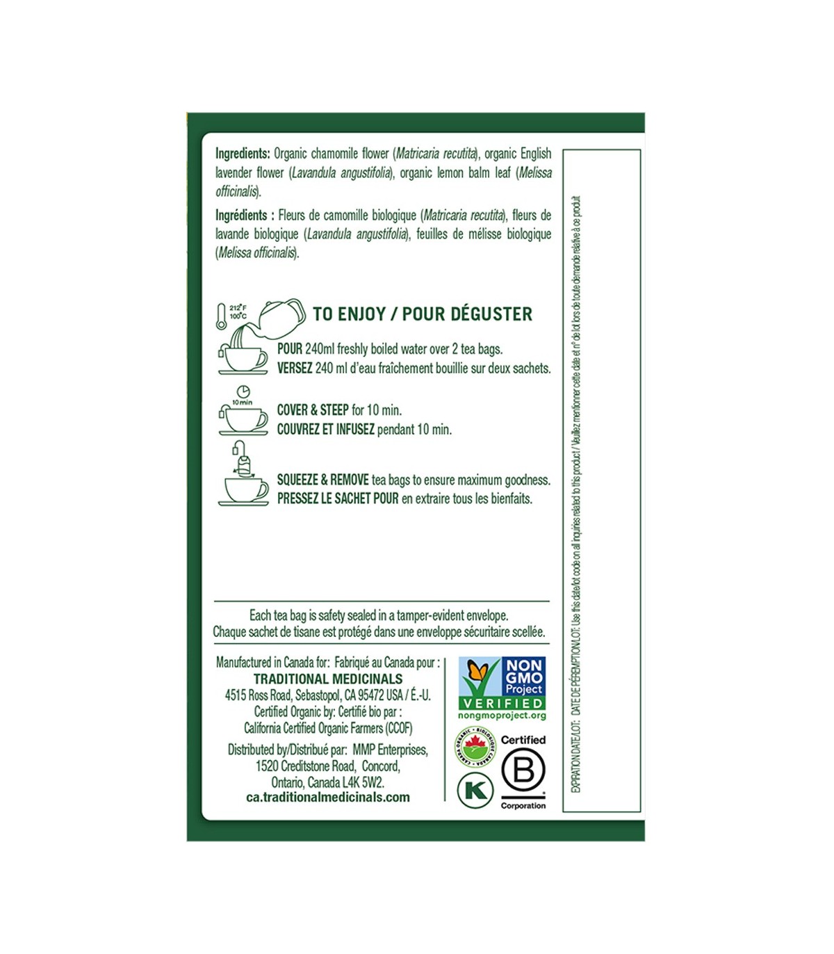 Organic Chamomile With Lavender 16 Tea Bags | Safest & Easiest Shopping Vitamins Online | VITASHOP
