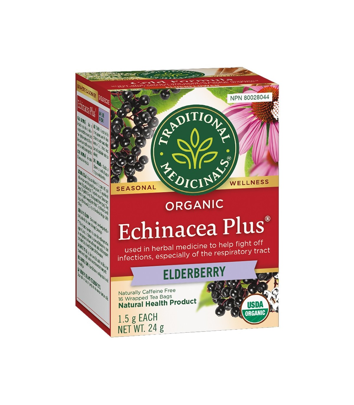 Traditional Medicinals 스래디셔널 메디시날스 유기농 에키네시아 플러스 엘더베리 16티백 | 매일 업데이트되는 특가 상품 | VITASHOP